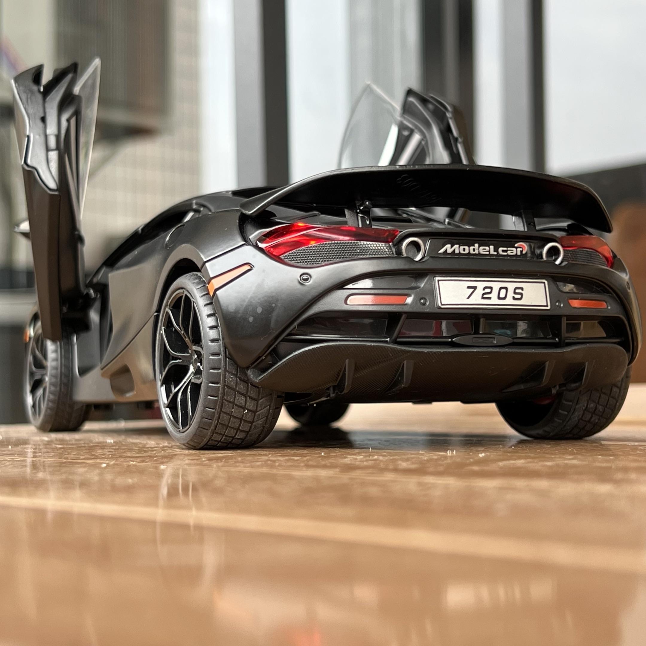 Linyi Toy Car Light 1:18 Mclaren 720S Supercar Sports Car Alloy Metal Diecast Model Car Sound & Pull Back Collection Hobby Decoration Present