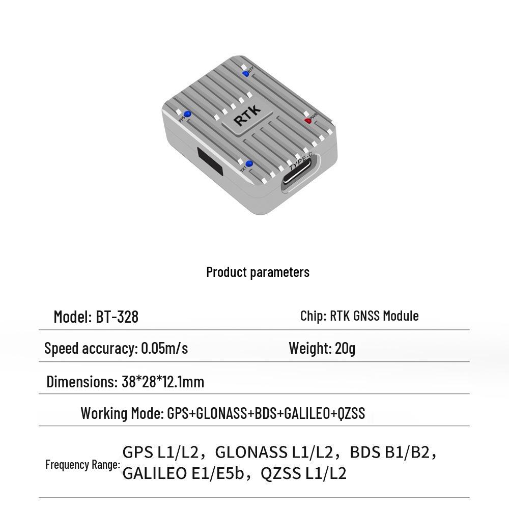 North Sky GNSS BT-328E High-Precision RTK Drone Receiver with Built-in ZED-F9P/UM980