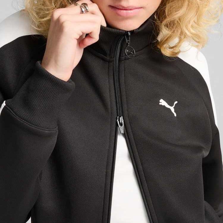 Puma Knitted Retro Sports Color Block Stand Collar Zip Jacket Women Jacket Black 631965-01