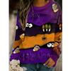 Tops for Women Halloween Print Round Neck Long Sleeve T-shirt Fall Casual Slim Pullover Women's Long Sleeve Top