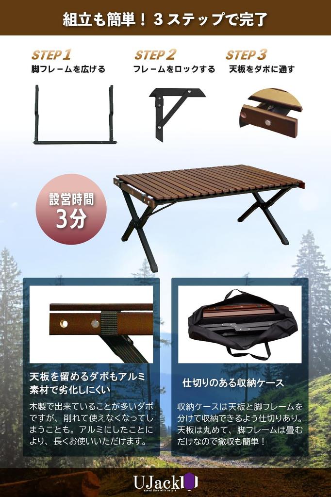 UJack Wood Row Wood Roll Roll Top Aluminum Natural Storage Case Included Table, Table, Table, Legs, Wooden, Wood, (120 Models)
