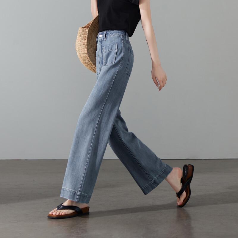 SOFSIL Women's High-Waist Wide-Leg Cropped Denim Jeans