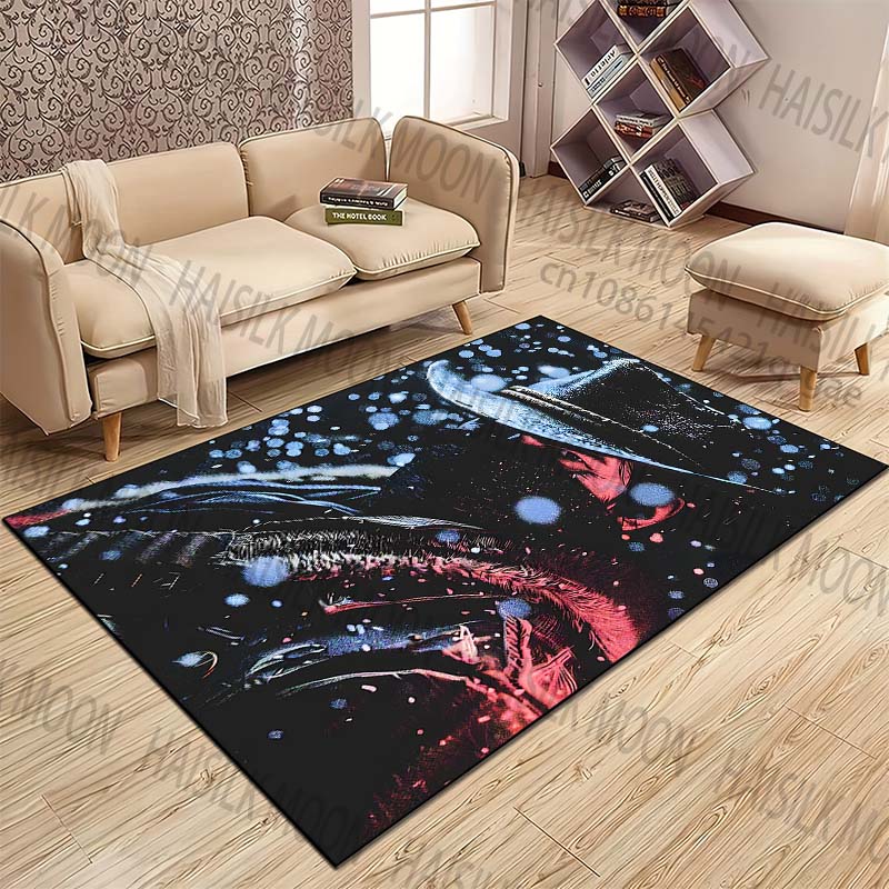 New product Cowboy in Snowy Night Carpet for Living Room Bedroom Bedside Floor Mat Cloakroom Children Playing Mat Area Rug