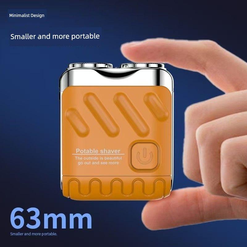 New Arrival Electric Shaver Mini Small Double Cutter Head Electric Travel Box Portable Men Electric Shaver Gift Luggage Style [Black/Yellow - Random Color]