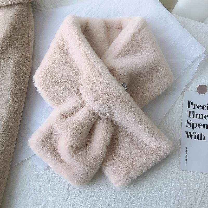 Plyšová šála ve stylu korejského fénixe - Roztomilá, hustá, hřejivá imitace králičí kožešiny, univerzální zimní ochrana krku