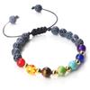 Adjustable Multicolor Beaded Bracelet with Volcanic Stone and Copper Alloy Beads