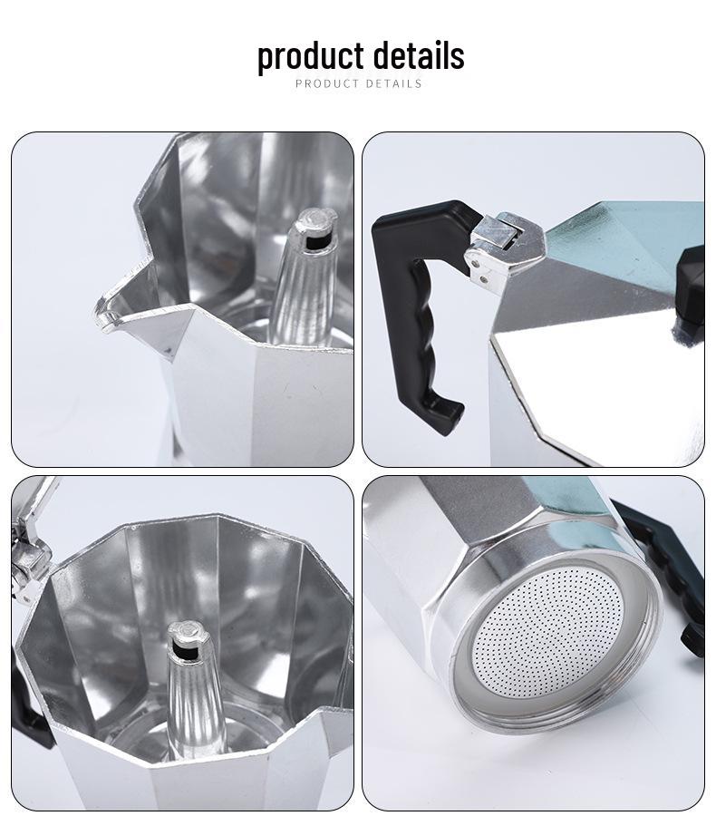 Premium Octagonal Aluminum Moka Pot - High-Quality Italian Coffee Maker