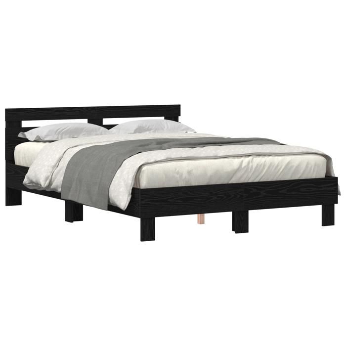 VidaXL Cadre de lit noir en chêne Chêne noir Chêne massif 150 x 200 cm 3333944