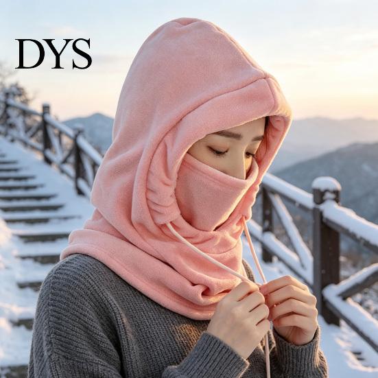 Thermal Gear for Autumn Winter Sports Balaclava Hat with Drawstring, Windproof Polar Fleece Hooded Scarf, Protection Motorbike Riding Breathable Face