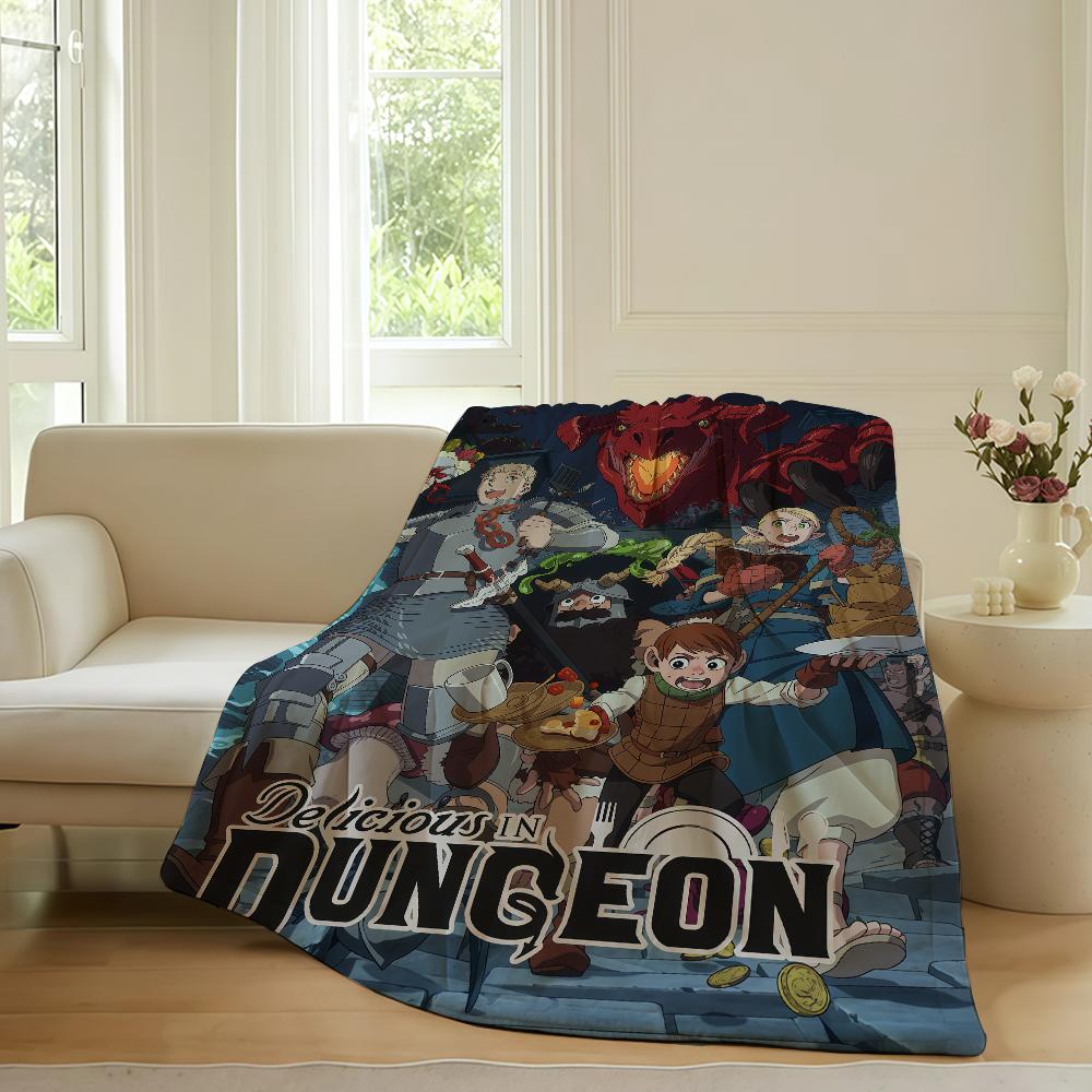 Anime Delicious in Dungeon Blanket For Sofa Office Bed Plane Travel Sleep Read Relax Camping Soft And Warm