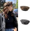 Vintage Leopard Damen Baskenmütze Herbst Winter Wollene Achteckige Vielseitige Cowboykappe Koreanisches Mädchen Winddicht Maler Künstler Hüte