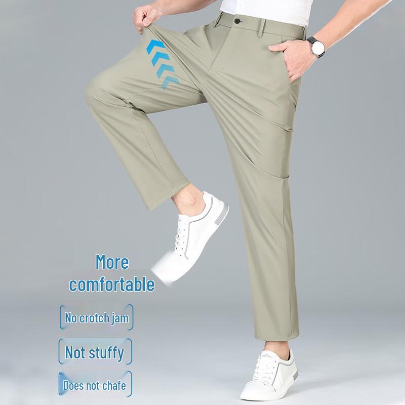 ROMON Men's Summer Thin Business Casual Quick-Dry Stretch Pants