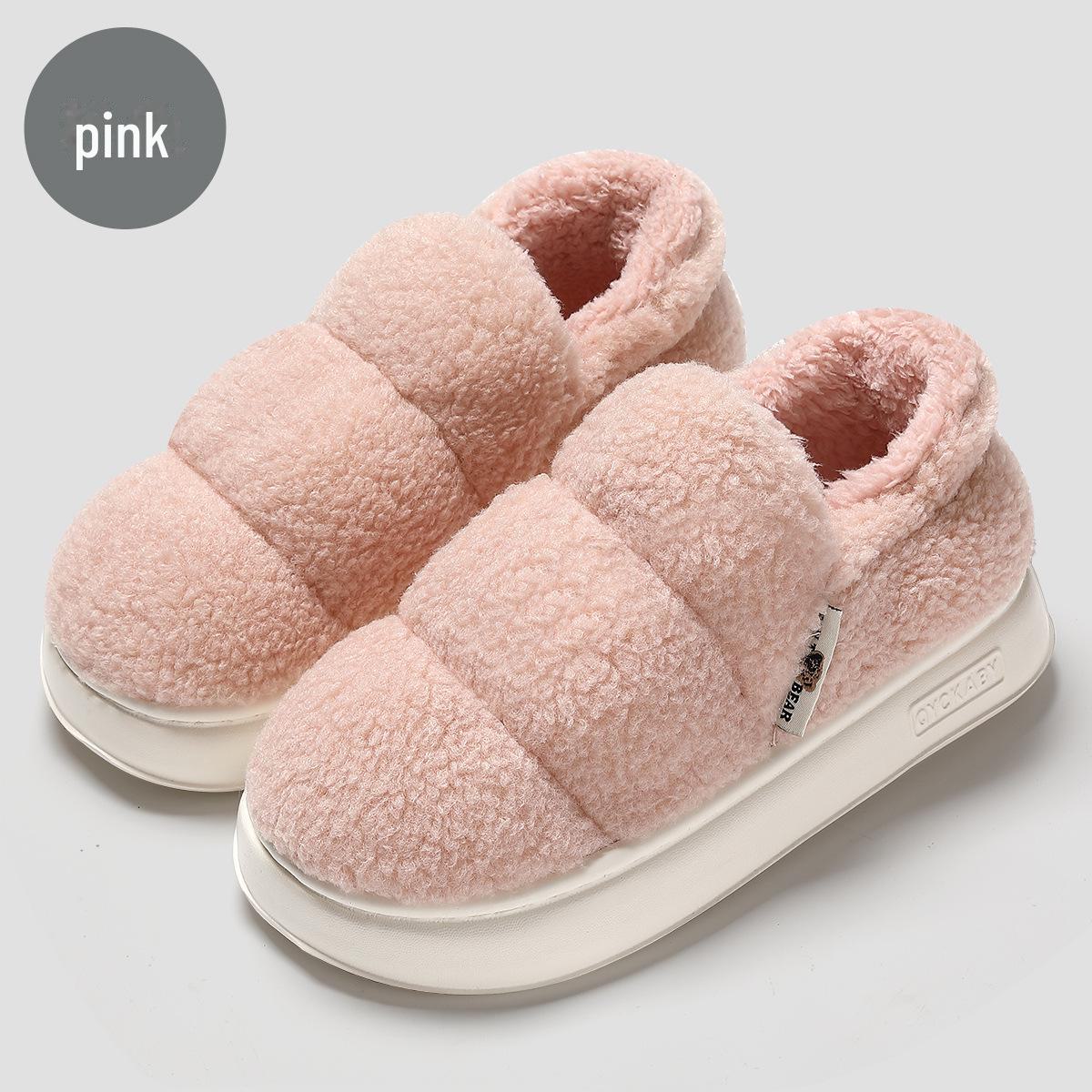 

Мягкие хлопковые зимние тапочки: Нескользящая, теплая домашняя обувь для мужчин и женщин розовый