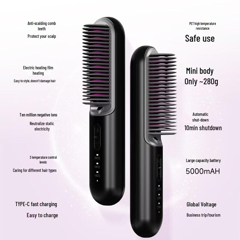 Jindao Portable Cordless Negative Ion Hair Straightening Comb KD382S CN plug (adapter included)