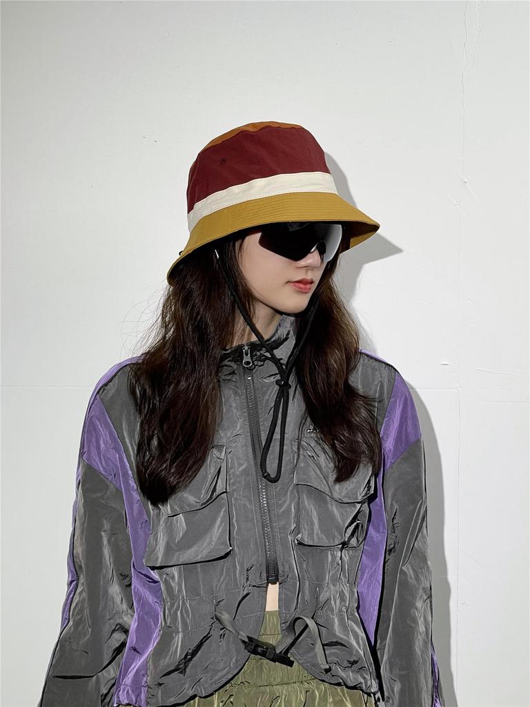 Quick drying color blocked fisherman hat new basin hat outdoor hiking sun hat women's summer sun protection hiking camping hat