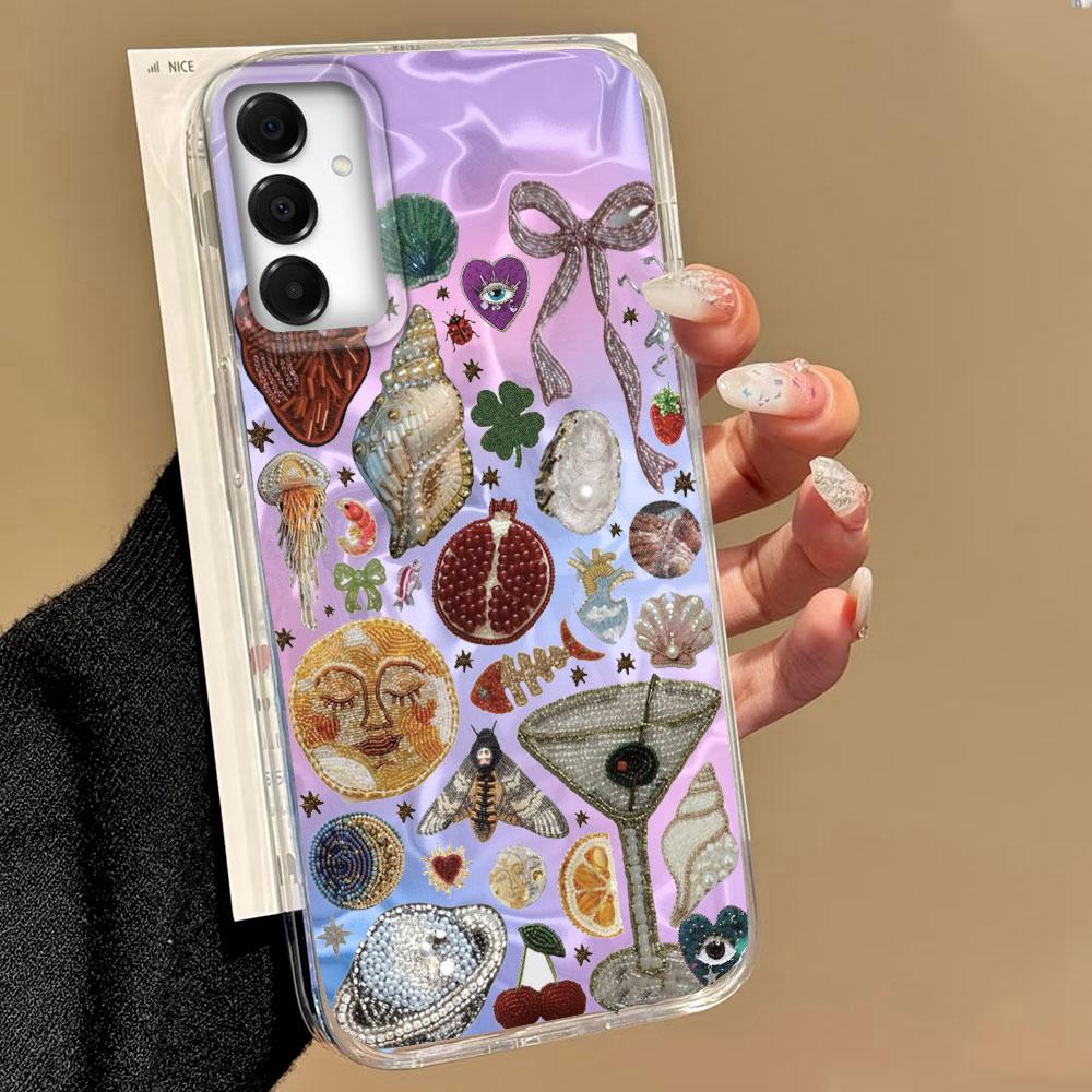 Purple Face Sun Stars Phone Case for Samsung Galaxy A55 A56 A36 A26 A16 A53 A06 A14 A24 A34 A54 A15 A25 A35 A12 Women Girl Cover