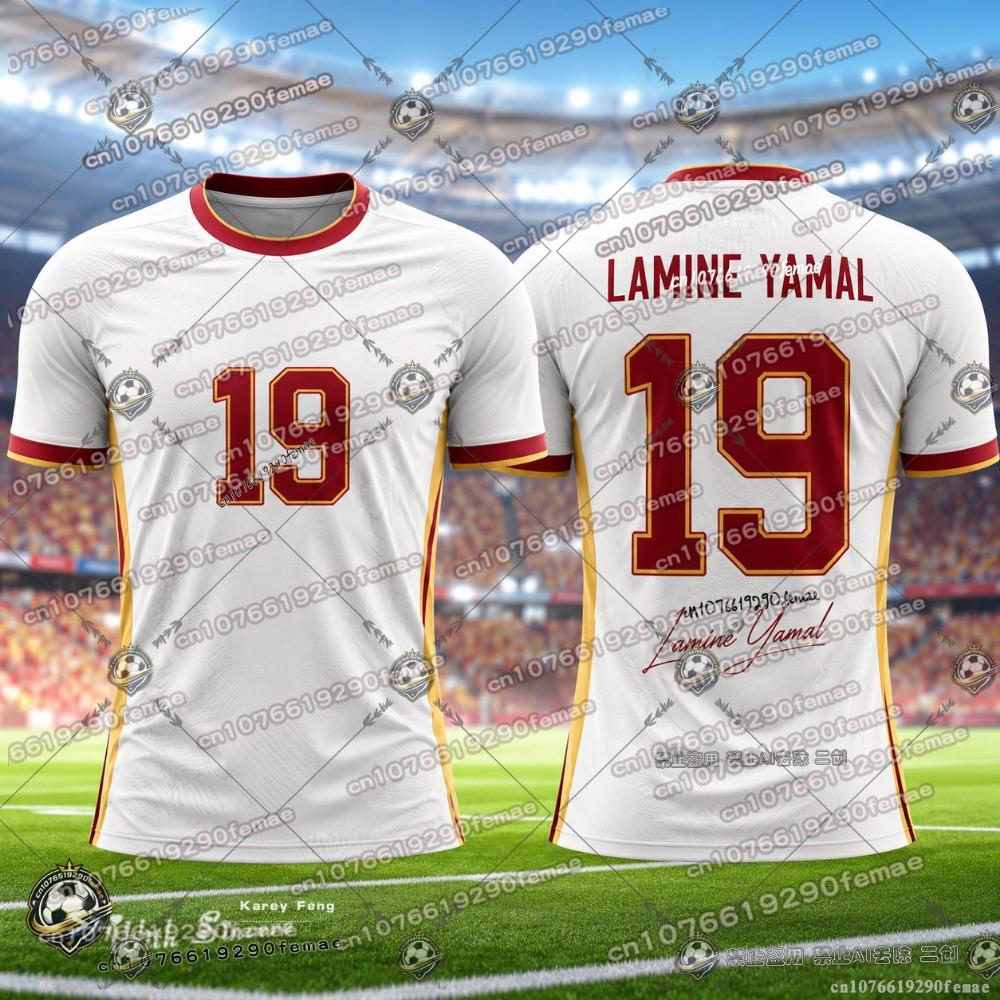 Summer Yamal Commemorative 3D Print Family Outfit Football Jersey T-shirt. Loose and Comfortable Suitable for Daily Wear