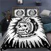 Skull Bedding Duvet Cover Set, White and Black Boho Gothic Skull Skeleton Bones Theme Bed Comforter Cover for Adults Decor