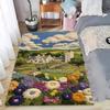 Idyllic Countryside Scenery Carpet Mat Rug Cute Cat Pattern Soft Non Slip Floor Mat for Living Room Bedroom Home Decoration