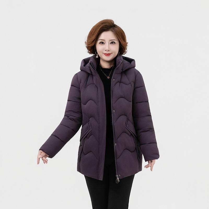 Mom Winter Cotton-padded Clothes Medium and Long New Middle-aged and Elderly Women's Clothing Slim-fitting Cotton-padded Clothes Jacket Fashio