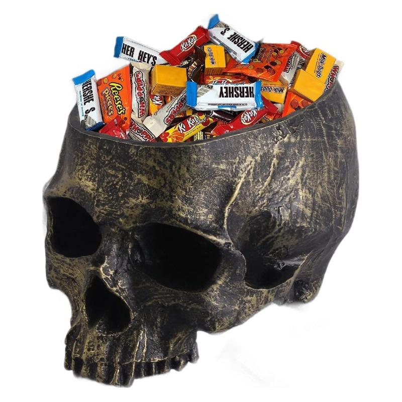 Creative Resin Skull Flowerpot Halloween Prop - Mindless Skull, Hollow Skull, Creative Prank Figurine
