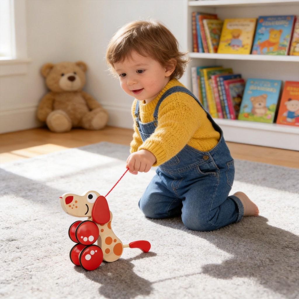Holz-Ziehspielzeug Froschfamilie für Kleinkinder Kinder Baby Jungen Mädchen Lernen Aktives Spielen