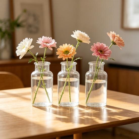Yousheng Small Vases for Flowers, Mini Clear Glass Bud Vases, Mini Flower Vase for Wedding Table Centerpiece Home Decor,