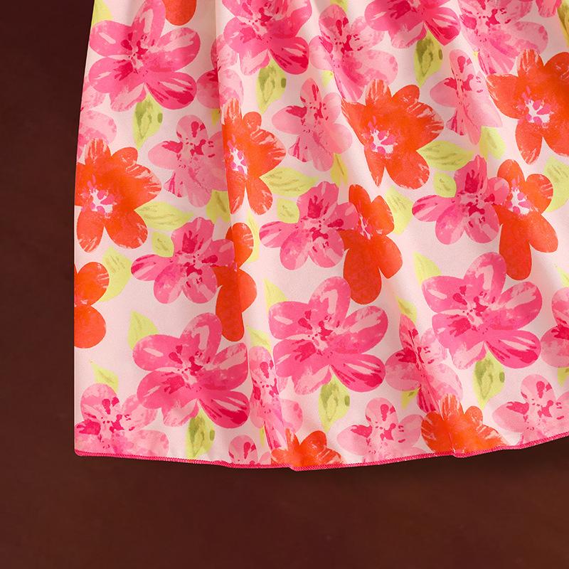 Neues 2025 Sommer-Trägerkleid für Mädchen Kinder Mode Druckkleider Strandurlaubsstil