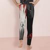 Girls Printed Full Length Fitted Yoga Leggings Black Red White Stretch Waist Pants
