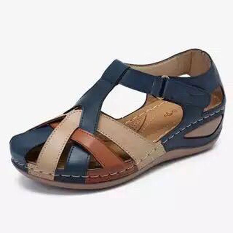 Sommer Damen Sandalen Keilabsatz Schuhe Frau Geschlossene Zehe Ausgehöhlt Sandales femmes Keilabsatz Weibliche Pantoletten Slip On Slide Sandalen WSH4064