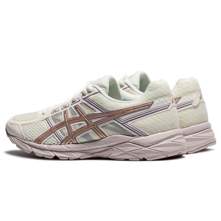 Asics Gel-Contend 4 Comfortable Trendy Fashion Fabric Synthetic Leather Low-Top Casual Running Shoes Women sneaker White Platinum T8D9Q-201