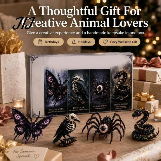 Handmade Craft Hobby DIY 3D Animal Beading Kit for Beginners, Interactive Plastic Beads Art Stress Relief Project Set Kids Adults, Creative