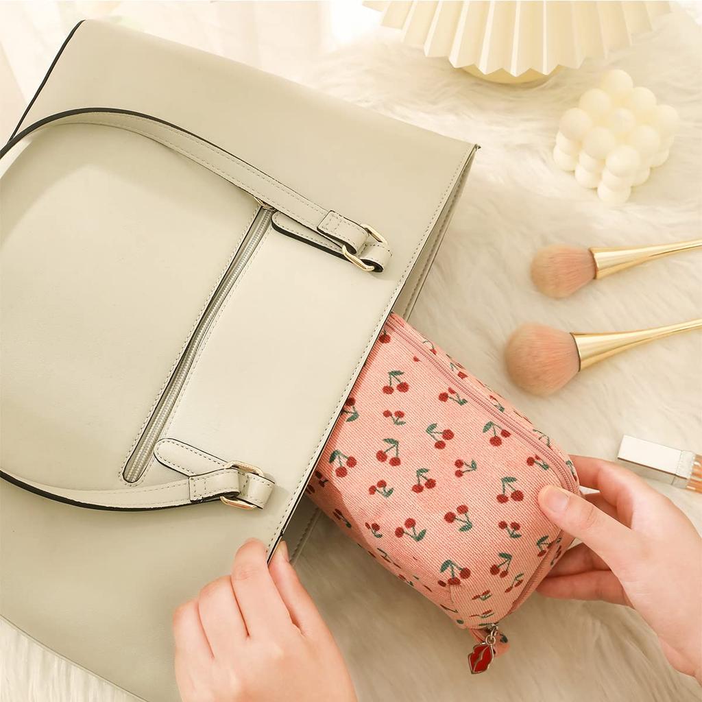 VanFn Cherry Blossom Makeup Large Capacity Vanity Pouch for Cute and Travel Cosmetic Storage Lightweight and Perfect for Business Trips Pouch, Women,