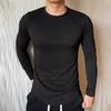 Men Sport Top Slim Fit High Elasticity Striped Texture Round Neck Quick-drying Long Sleeves