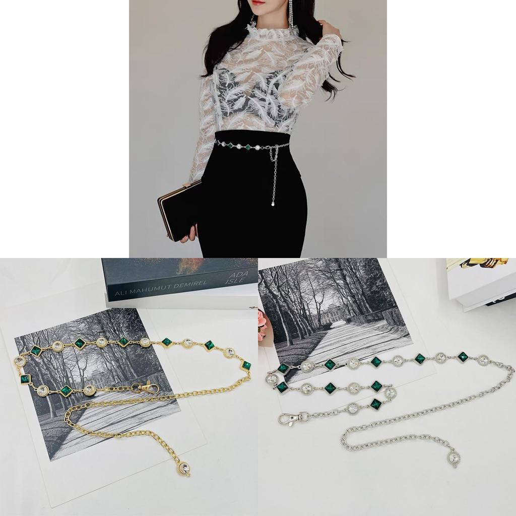 Water Diamond Embellished Womens Chain Belt For Summer Fashion Accessories