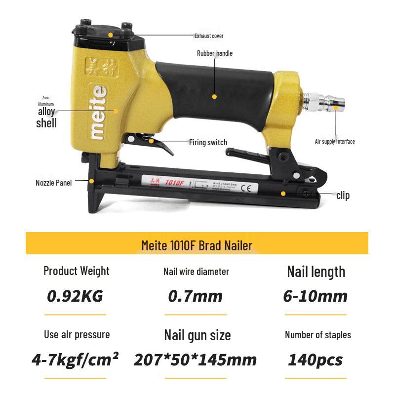 Meite 1010F U-Shape Pneumatic Brad Nailer for Sofa & Leather Crafting