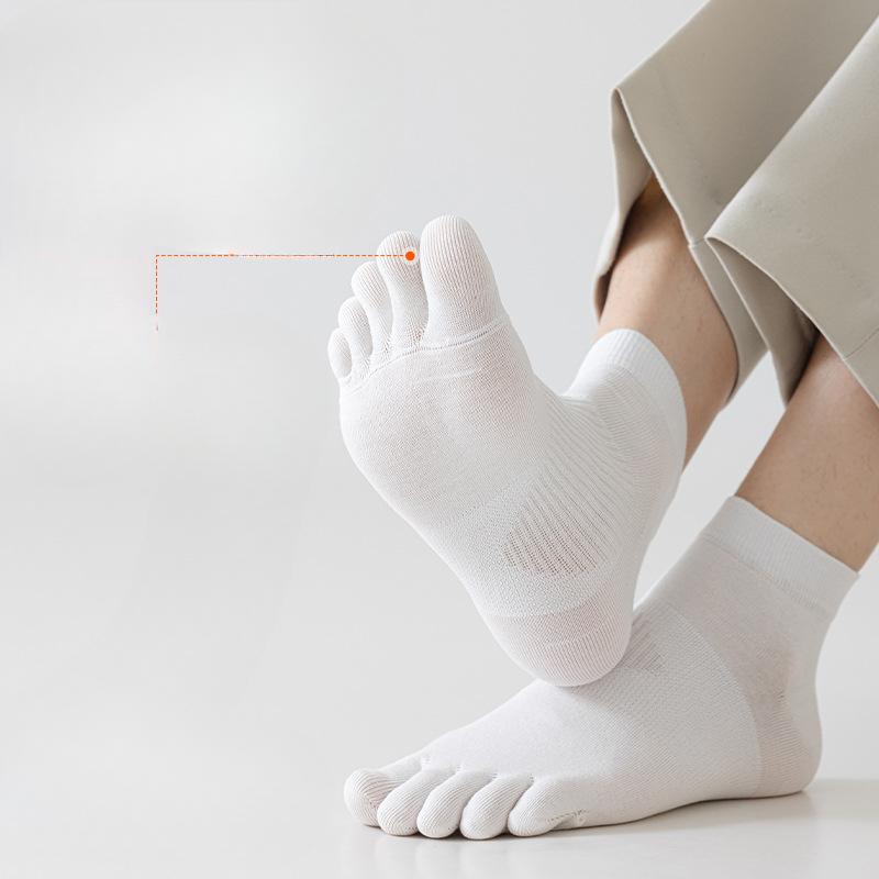 Five-fingered Socks, Men's Cotton Socks, Short Socks, Summer Thin Sweat-absorbing, Deodorizing, Antibacterial, Boneless Toe Split Short Socks