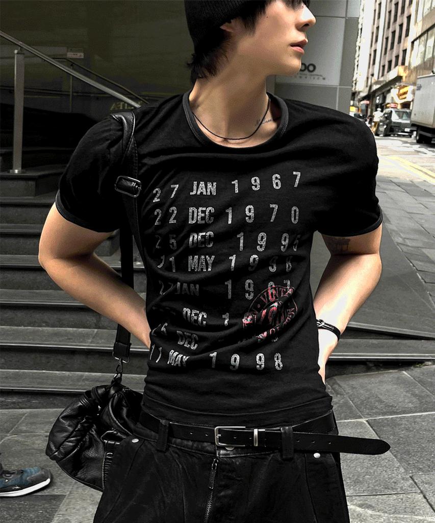Siaosiko Crop Muscle Fit Ringer Archive Short Sleeve T-Shirt Black