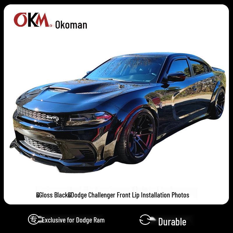 Dodge Charger Widebody 15-24 Передний сплиттер, губа, уголок SRT, однослойный Glossy Black [Single Layer]