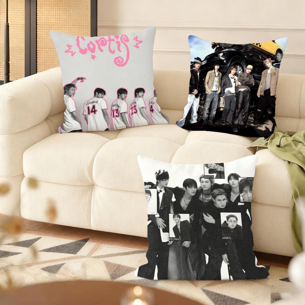KPOP Cortis Boy Band Cushion Cover Silky Short Plush Home Sofa Cushion Cover - Invisible Zipper Home Decoration