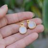 Creative Design  Inlaid Natural Hetian Jade Mirror Round Earrings Ancient Gold Craft Design Classic Chinese Style Jewelry