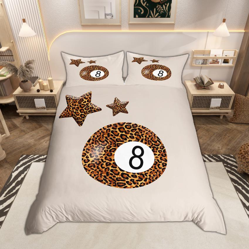 Homewish Brown Cheetah Print Duvet Cover Set Chic Leopard Printed Quilt Cover Set Jungle Animal Theme Bedding Set