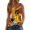 Women's Fashion Casual Pleated Square Collar Sleeveless Vest Print Summer T-shirt
