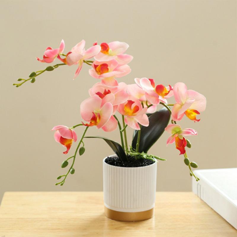 3 Köpfe Künstliche Schmetterlingsorchidee Bonsai Simulation Gefälschte Topfpflanzen Für Zuhause Schlafzimmer Wohnzimmer