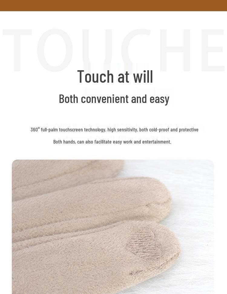 Women's Winter Suede Touchscreen Gloves - Velvet Lined, Warm, Cold-Proof, Korean Style, for Cycling & Driving