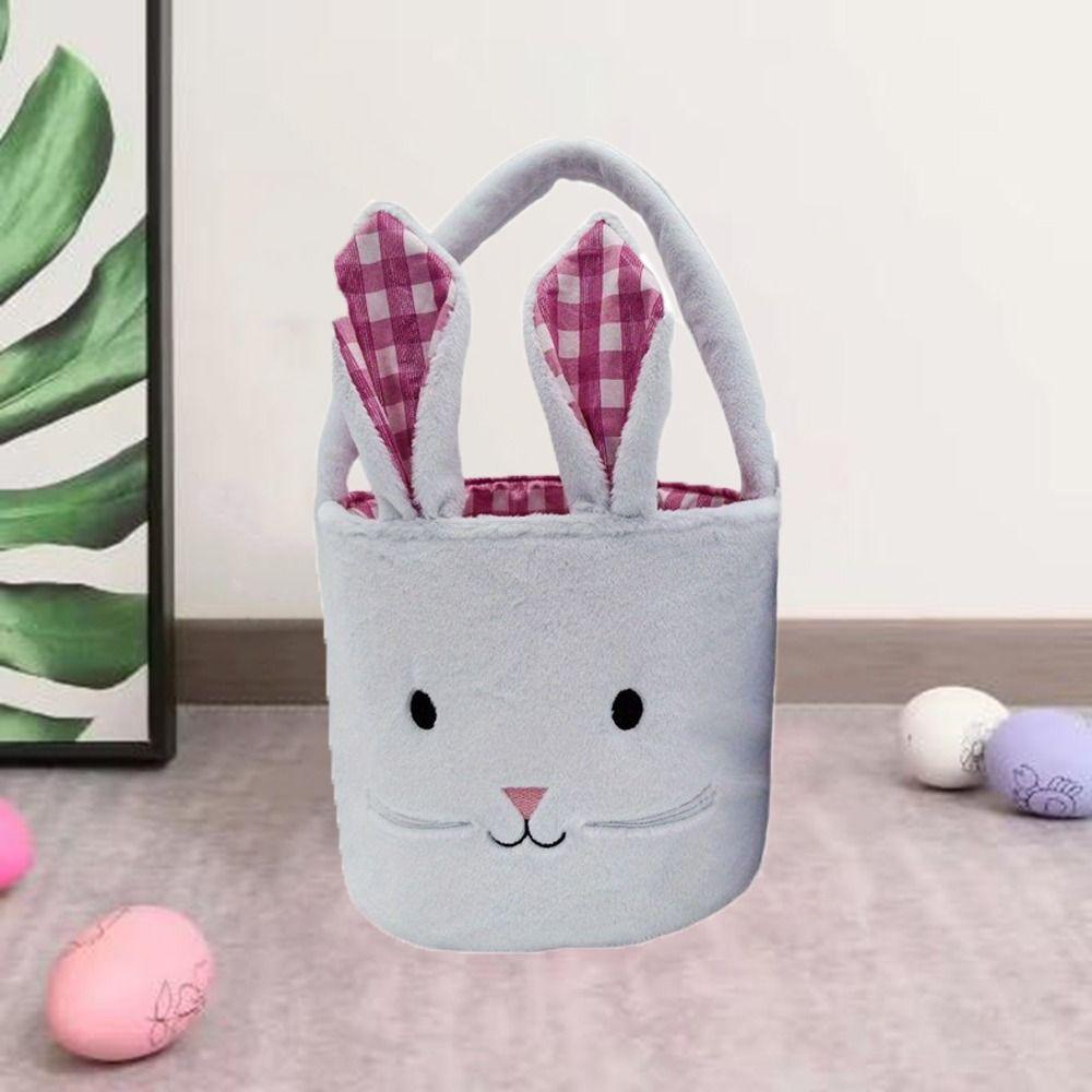 Hand-Held Easter Basket Soft Children's Easter Basket Cute Rabbit Candy Bag  Desktop