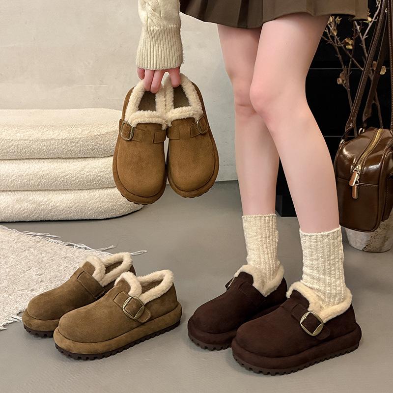 Women's fur one thick bottom heightening winter lightweight padded warm snow boots non-slip wear casual sneakers a stirrup cotton boots