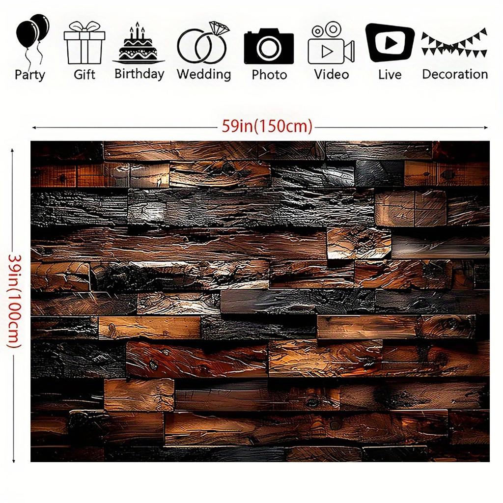 Vintage wooden board design with polyester fiber background fabric, suitable for photography, parties, and home decoration