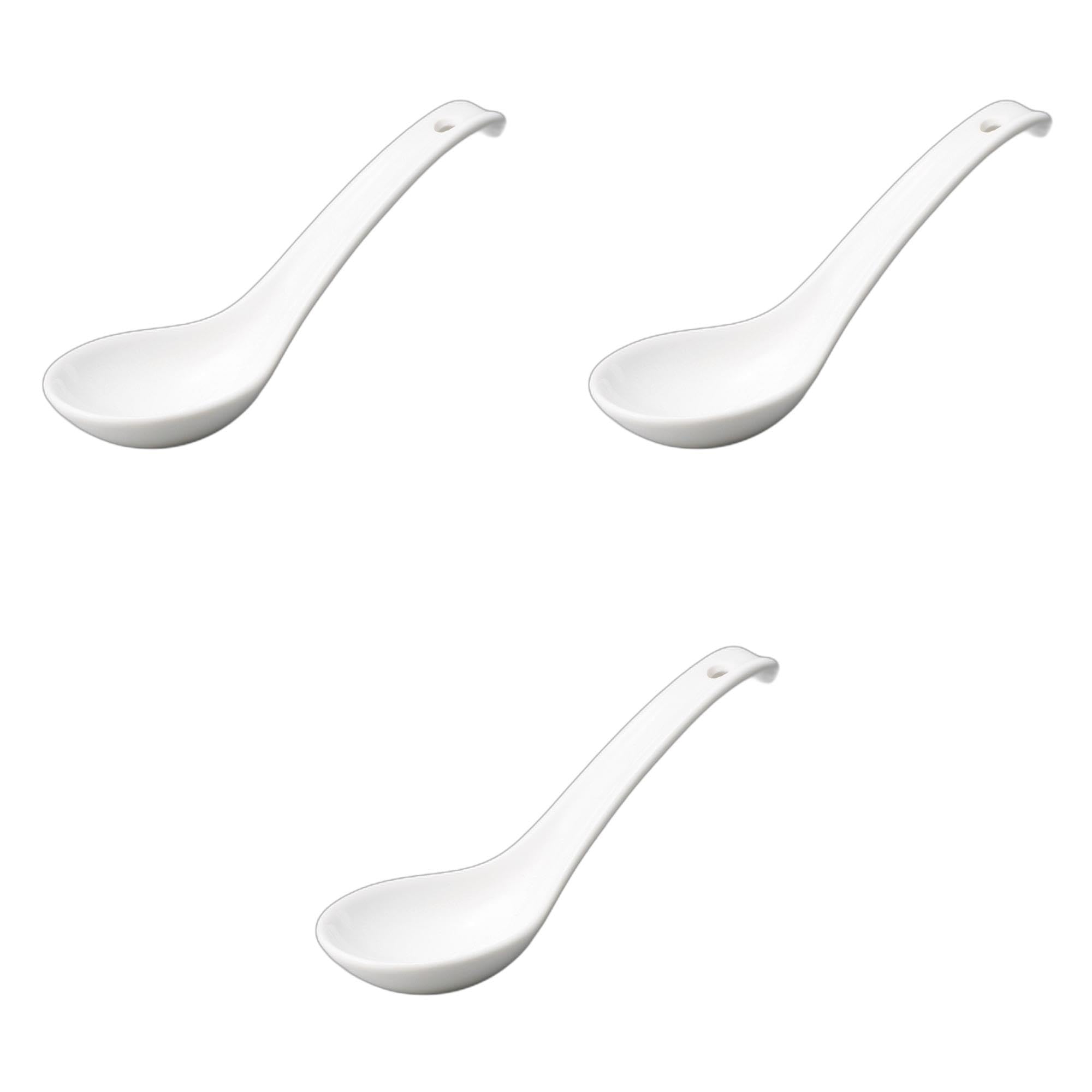 

Set of 3 Large White Round Hanging Rice Spoons x Rice Setomonohonpo [18.3 5.9 cm] Spoons, Ceramic, белый