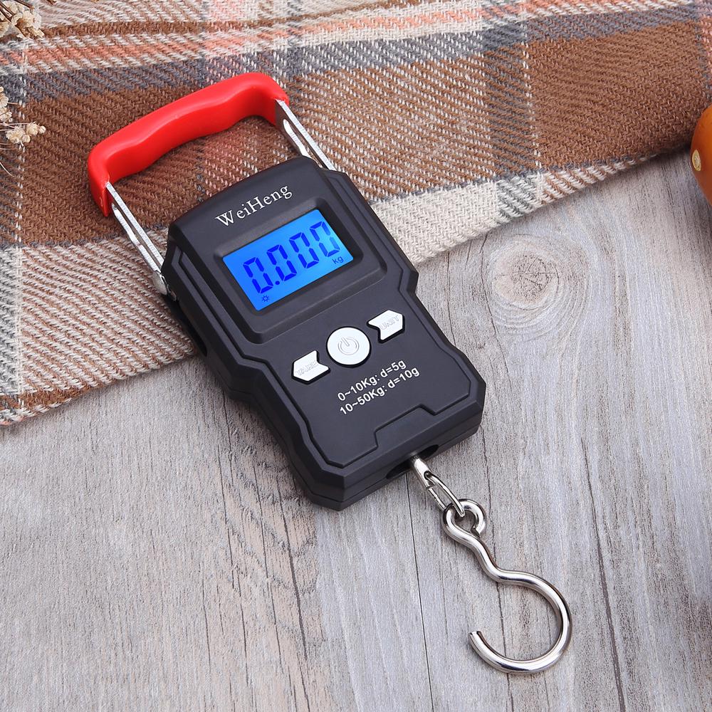 50Kg 5g LCD Digital Display Backlight Portable Hanging Hook Scale Double Accuracy Fishing Travel Mini Electronic